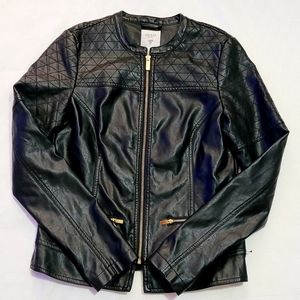 Guess Leather Motorcycle Biker Jacket Black Women's Size Small